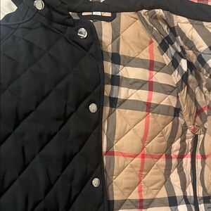 Burberry Beige and Red Checkered Quilted Jacket